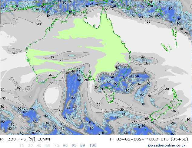 RH 300 hPa ECMWF Fr 03.05.2024 18 UTC