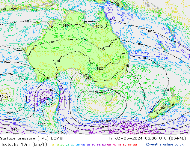 Isotachs (kph) ECMWF Fr 03.05.2024 06 UTC