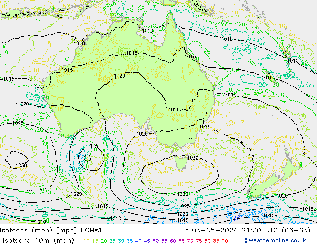 Isotachs (mph) ECMWF Fr 03.05.2024 21 UTC
