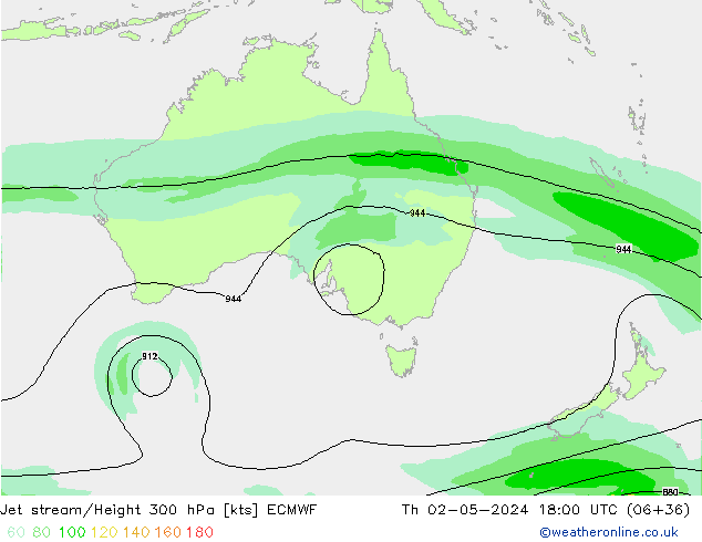 Jet stream/Height 300 hPa ECMWF Th 02.05.2024 18 UTC