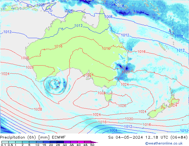 Prec 6h/Wind 10m/950 ECMWF Sa 04.05.2024 18 UTC