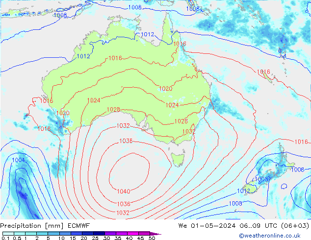 Precipitation ECMWF We 01.05.2024 09 UTC