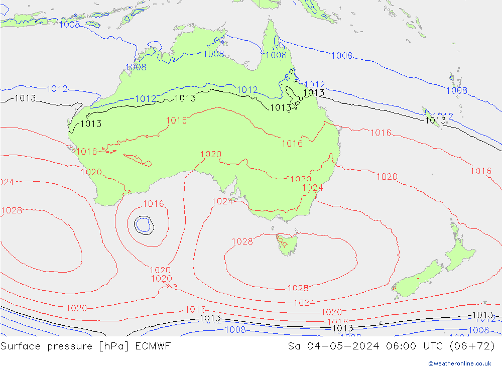 pressão do solo ECMWF Sáb 04.05.2024 06 UTC