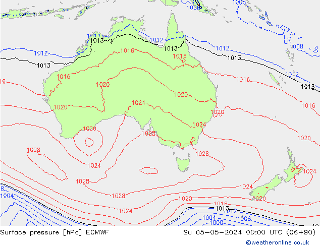 pressão do solo ECMWF Dom 05.05.2024 00 UTC