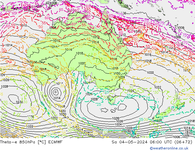 Theta-e 850hPa ECMWF Sáb 04.05.2024 06 UTC