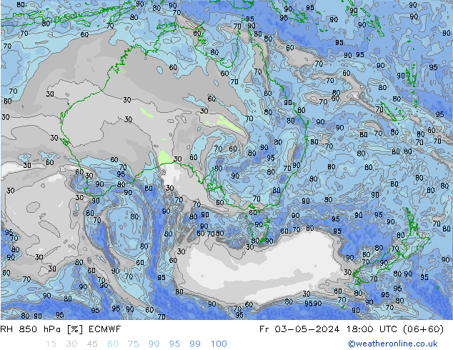 RH 850 гПа ECMWF пт 03.05.2024 18 UTC