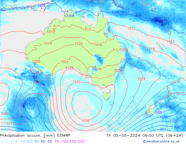 Precipitación acum. ECMWF jue 02.05.2024 06 UTC