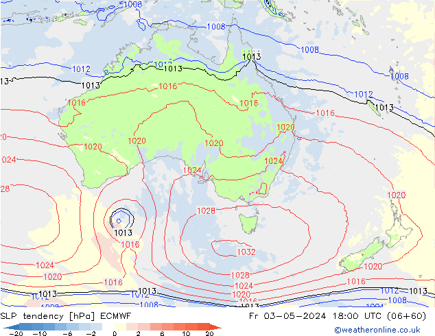 Tendenza di Pressione ECMWF ven 03.05.2024 18 UTC