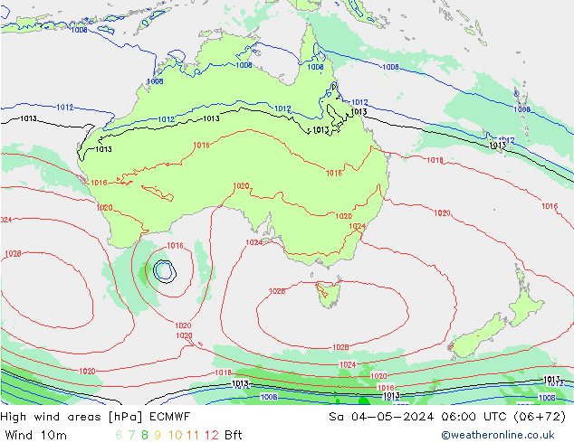 High wind areas ECMWF Sáb 04.05.2024 06 UTC