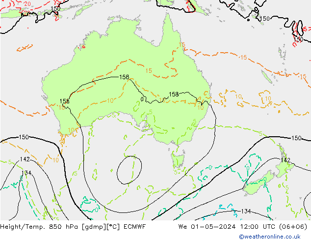 Z500/Rain (+SLP)/Z850 ECMWF Qua 01.05.2024 12 UTC