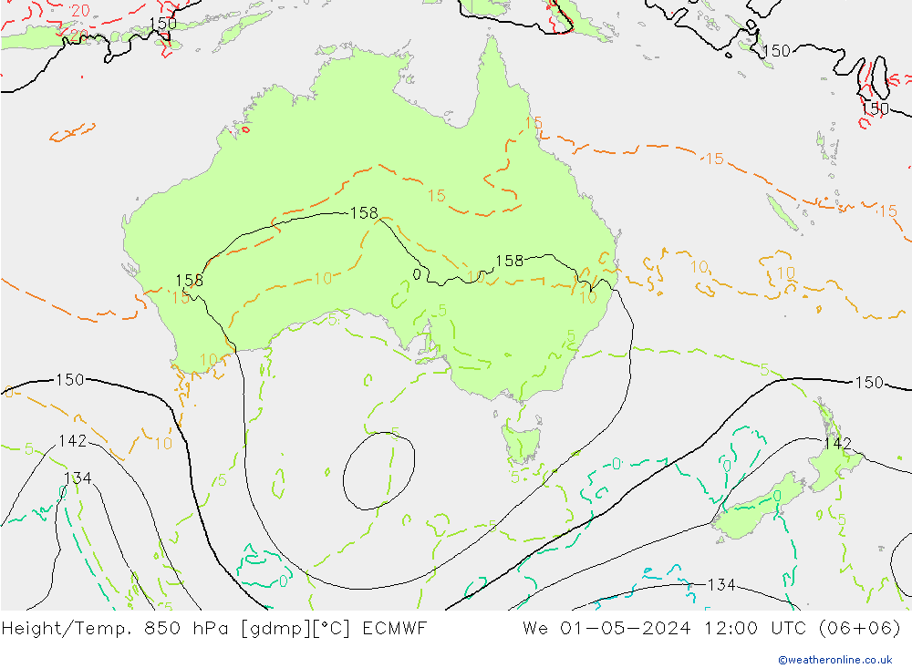 Z500/Rain (+SLP)/Z850 ECMWF We 01.05.2024 12 UTC