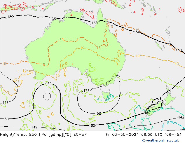Height/Temp. 850 hPa ECMWF Fr 03.05.2024 06 UTC