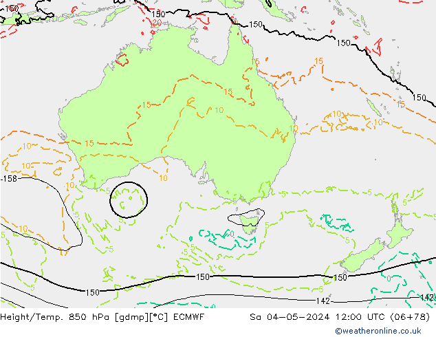 Z500/Rain (+SLP)/Z850 ECMWF sab 04.05.2024 12 UTC