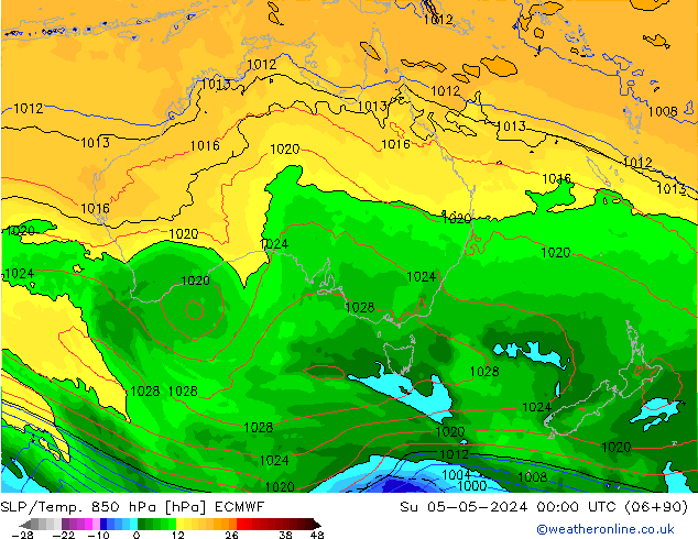 SLP/Temp. 850 hPa ECMWF Su 05.05.2024 00 UTC