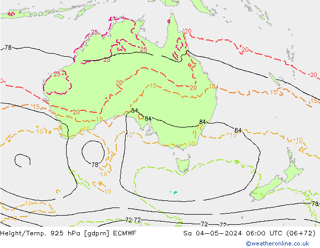 Height/Temp. 925 hPa ECMWF Sáb 04.05.2024 06 UTC