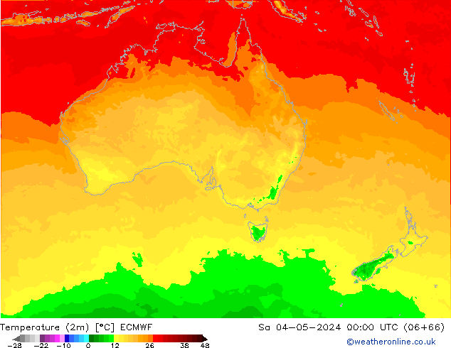 Temperatuurkaart (2m) ECMWF za 04.05.2024 00 UTC