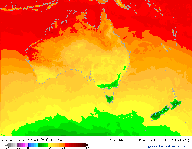 Sıcaklık Haritası (2m) ECMWF Cts 04.05.2024 12 UTC