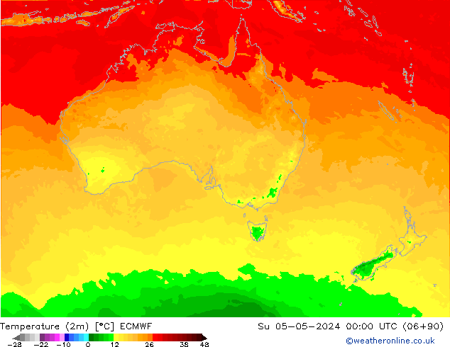 карта температуры ECMWF Вс 05.05.2024 00 UTC