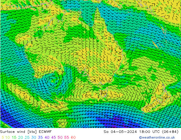 Prec 6h/Wind 10m/950 ECMWF Sa 04.05.2024 18 UTC