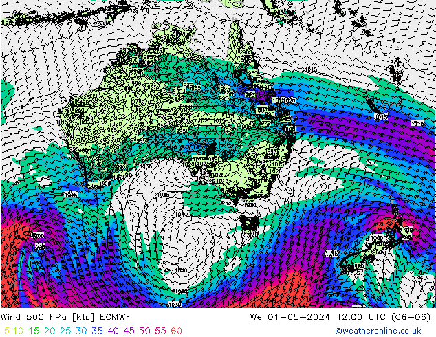 Wind 500 hPa ECMWF We 01.05.2024 12 UTC