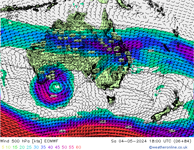 Wind 500 hPa ECMWF Sa 04.05.2024 18 UTC