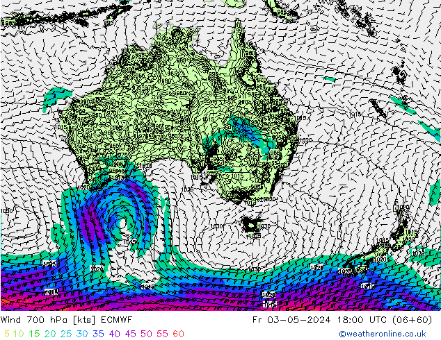 ветер 700 гПа ECMWF пт 03.05.2024 18 UTC