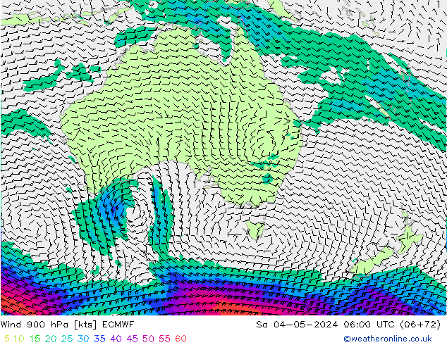 Vento 900 hPa ECMWF Sáb 04.05.2024 06 UTC