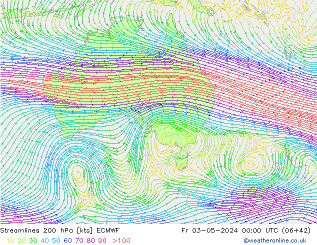 Streamlines 200 hPa ECMWF Fr 03.05.2024 00 UTC