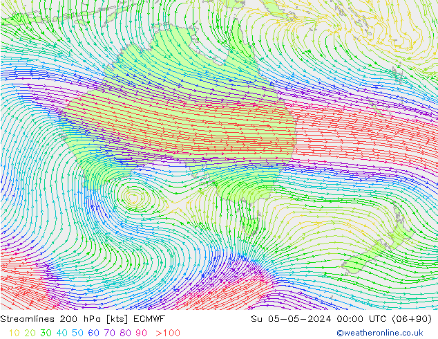 Ligne de courant 200 hPa ECMWF dim 05.05.2024 00 UTC