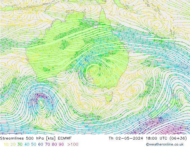 ветер 500 гПа ECMWF чт 02.05.2024 18 UTC