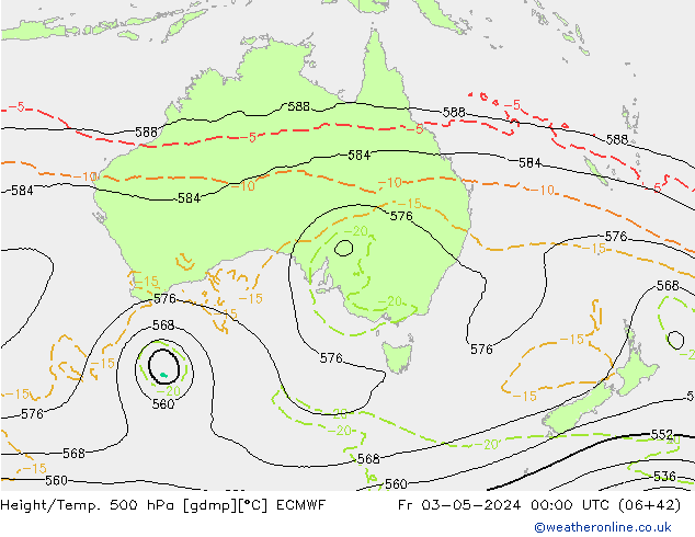 Z500/Rain (+SLP)/Z850 ECMWF ven 03.05.2024 00 UTC