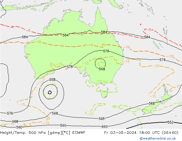 Z500/Rain (+SLP)/Z850 ECMWF ven 03.05.2024 18 UTC