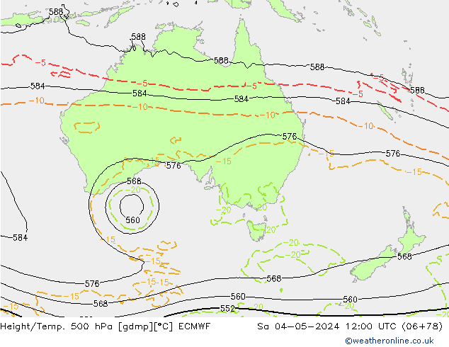 Z500/Yağmur (+YB)/Z850 ECMWF Cts 04.05.2024 12 UTC