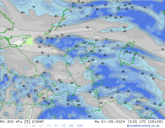 RH 300 hPa ECMWF St 01.05.2024 12 UTC