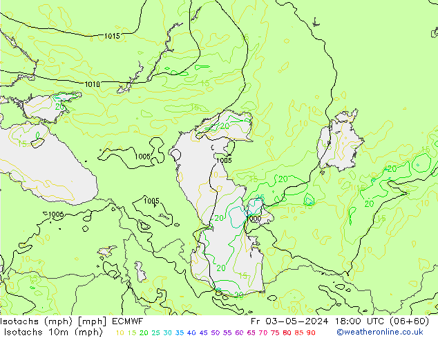 Isotachs (mph) ECMWF ven 03.05.2024 18 UTC