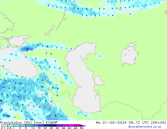 Yağış (6h) ECMWF Çar 01.05.2024 12 UTC