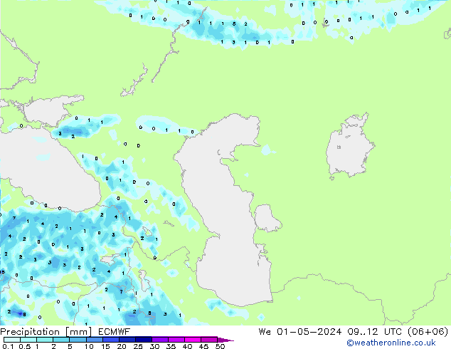 Precipitazione ECMWF mer 01.05.2024 12 UTC