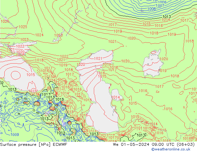 Yer basıncı ECMWF Çar 01.05.2024 09 UTC