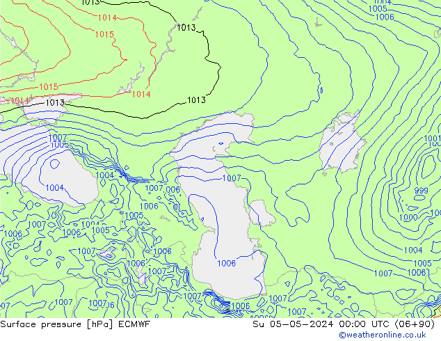 pressão do solo ECMWF Dom 05.05.2024 00 UTC