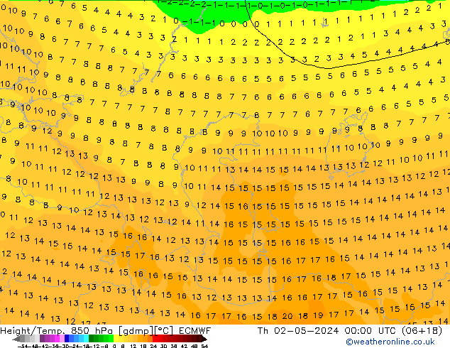 Z500/Rain (+SLP)/Z850 ECMWF gio 02.05.2024 00 UTC