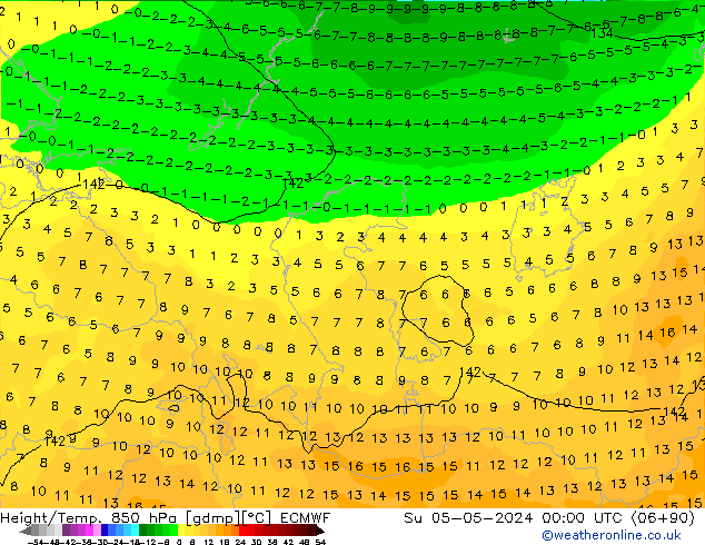 Z500/Rain (+SLP)/Z850 ECMWF Su 05.05.2024 00 UTC