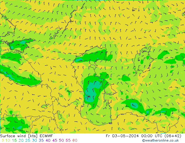 Surface wind ECMWF Fr 03.05.2024 00 UTC