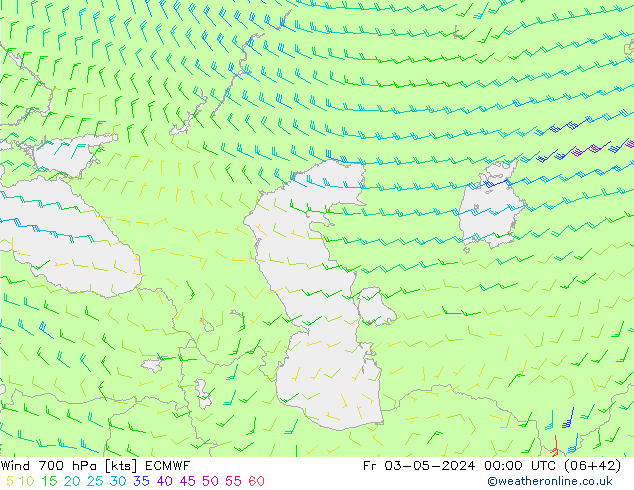 Wind 700 hPa ECMWF Fr 03.05.2024 00 UTC