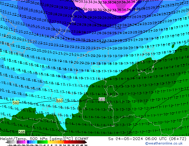 Z500/Rain (+SLP)/Z850 ECMWF Sa 04.05.2024 06 UTC