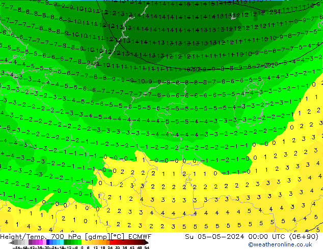 Height/Temp. 700 hPa ECMWF Su 05.05.2024 00 UTC