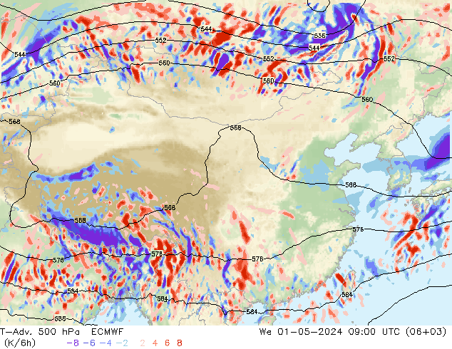 T-Adv. 500 hPa ECMWF 星期三 01.05.2024 09 UTC