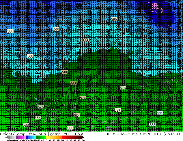 Z500/Rain (+SLP)/Z850 ECMWF 星期四 02.05.2024 06 UTC