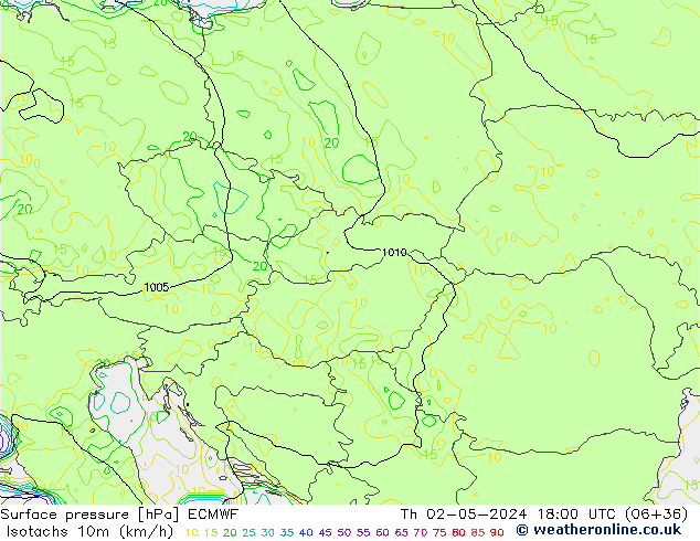 Eşrüzgar Hızları (km/sa) ECMWF Per 02.05.2024 18 UTC