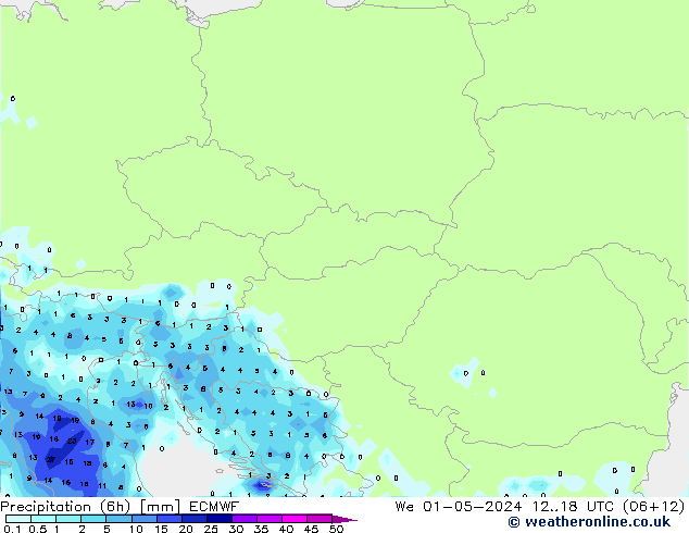 Z500/Yağmur (+YB)/Z850 ECMWF Çar 01.05.2024 18 UTC