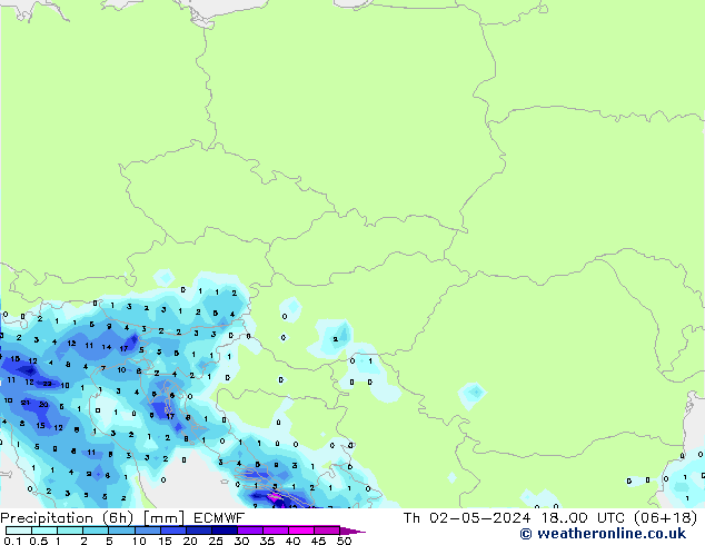 Precipitation (6h) ECMWF Th 02.05.2024 00 UTC